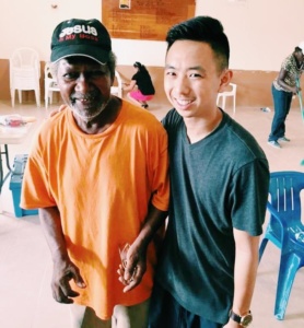 Student with older man in Belize