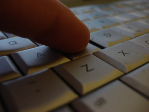 Finger on keyboard